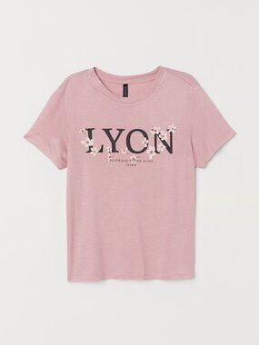 Lyon France Floral Graphic Short Sleeve Cropped Tee